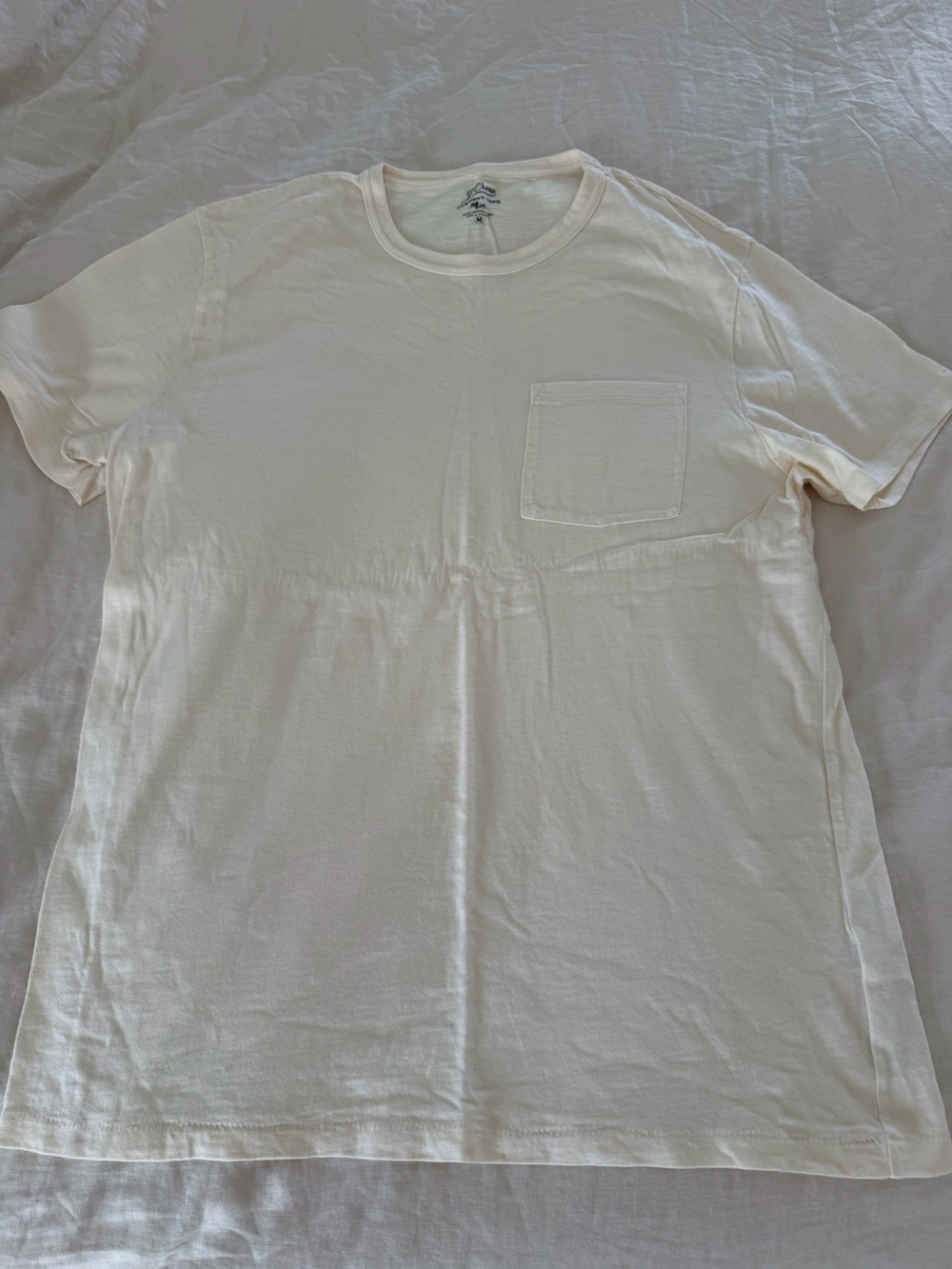 J. Crew Men’s Medium Garment Dyed Cream Short-Sleeve Pocket Tee